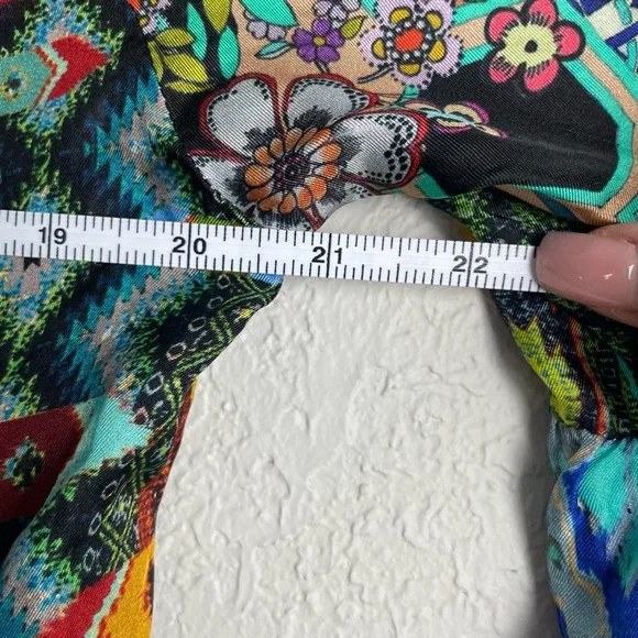 Johnny Was Green Blue Bell Sleeve Midi Dress - Picture 8 of 9